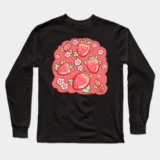 Strawberries and Blossoms - Berry Long Sleeve T-Shirt